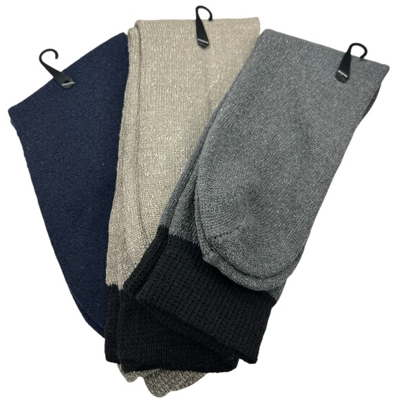 Lamb’s Wool Blend Socks 3-Pack Assortment Navy Tan Charcoal - Picture 2 of 5